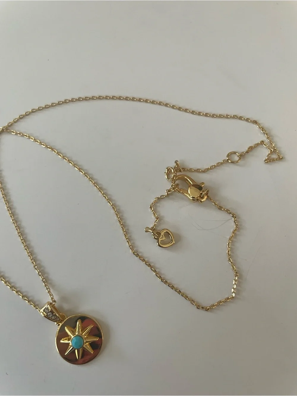kate spade Gold Sunburst Pendant Necklace with Turquoise Center